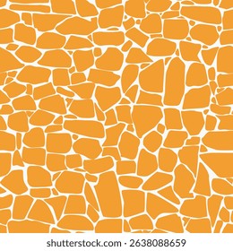 Seamless vector pattern with stones resembling a monochromatic ramdom mosaic texture. Orange on a white background, for decorating your designs