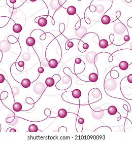 Seamless vector pattern. Strands of pearls. Beads, pearls. Pink, lilac, lilac shade. Package. Print. Scrapbooking. Wallpaper.