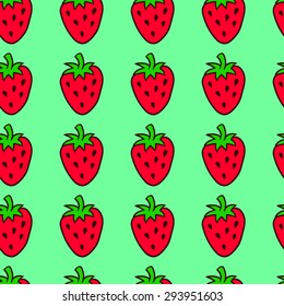 Seamless vector pattern with strawberries