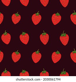 Seamless vector pattern of strawberries. Decoration print for wrapping, wallpaper, fabric, textile.
