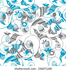Seamless vector pattern with strawberry. White background.