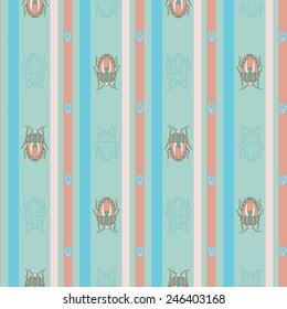 Seamless vector pattern in a strip with bugs