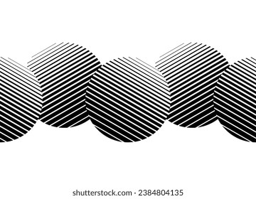Seamless Vector pattern of striped circles in retro style.. Design element for wall art, covers, advertising, interior decor. Modern vector background.