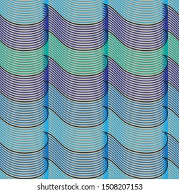 A seamless vector pattern with striped ocean waves. Surface print design.