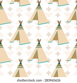 Seamless vector pattern in the style of boho or hippy. Tribal elements
