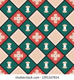 Seamless vector pattern in the style of a mosaic of rhombuses. Geometric background for printing on paper, wallpaper, covers, textiles, fabrics, for decoration, decoupage, scrapbooking and other