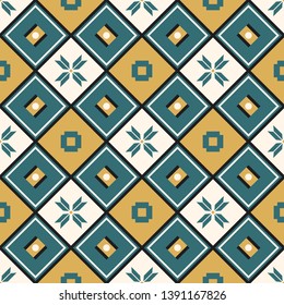 Seamless vector pattern in the style of a mosaic of rhombuses. Geometric background for printing on paper, wallpaper, covers, textiles, fabrics, for decoration, decoupage, scrapbooking and other