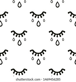 Seamless vector pattern in the style of psychedelic eyes. Seamless open eye pattern on white background. The template for the cover fabric, books. Modern design for the fabric.