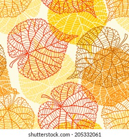 Seamless vector pattern with stylized autumn leaves.