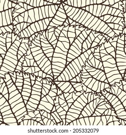 Seamless vector pattern with stylized autumn leaves.