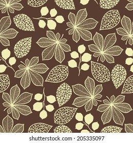 Seamless vector pattern with stylized autumn leaves.