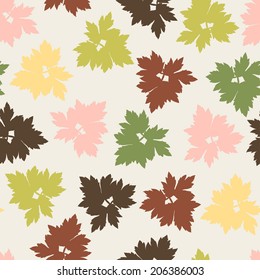 Seamless vector pattern with stylized autumn leaves.
