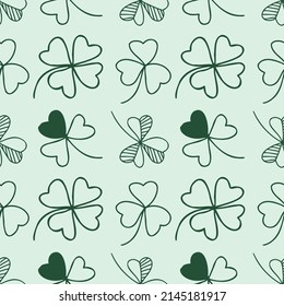 seamless vector pattern with stylized clover leaves