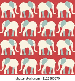 Seamless vector pattern with a stylized elephant figure.