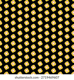 Patrón de Vector sin fisuras con flores estilizadas en varios colores (naranja, amarillo, azul, rojo) sobre un fondo blanco. Diseño floral sucio ideal para telas, textiles, Fondo de pantalla y aplicaciones de impresión digital.
