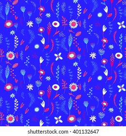 Seamless vector pattern with stylized flowers and leaves of water lilies.