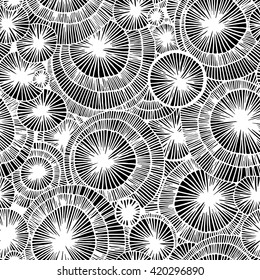 Seamless vector pattern with stylized flowers and leaves of water lilies.