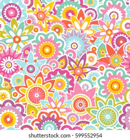 Seamless vector pattern with stylized flowers. Abstract floral background. EPS10 vector illustration.