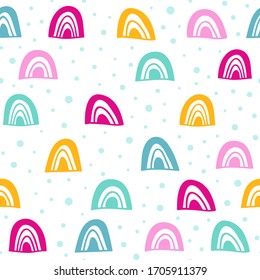 Seamless vector pattern with stylized rainbows.