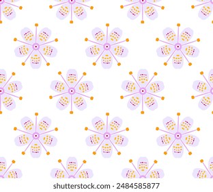 Seamless vector pattern of stylized Saxifraga flower