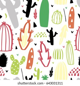Seamless vector pattern with succulents