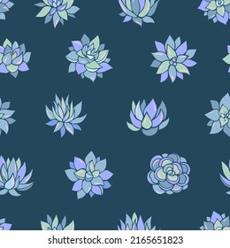 Seamless vector pattern of succulents. Background for greeting card, website, printing on fabric, gift wrap, postcard and wallpapers. 