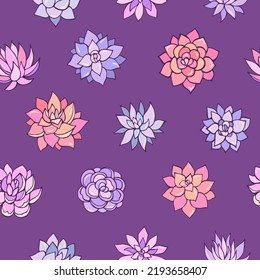 Seamless vector pattern of succulents. Background for greeting card, website, printing on fabric, gift wrap, postcard and wallpapers.