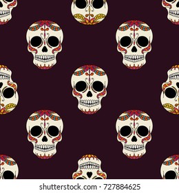 Seamless vector pattern with sugar. Day of the Dead. Mexico