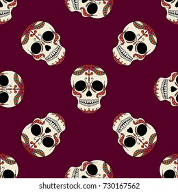Seamless vector pattern with sugar. Day of the Dead. Mexico