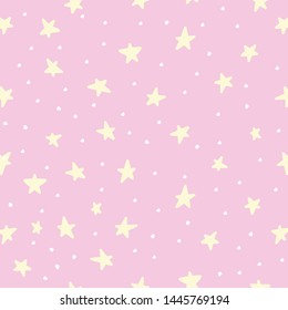 Seamless vector pattern. Suitable for textile, print, decoration, clothes. Stars on blue sky. Good night dreams. Pajamas design style. Children and kids decor. Sweet night wallpapers.
