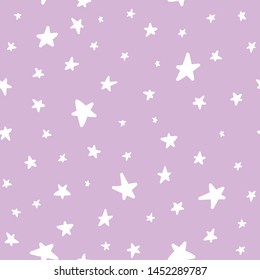 Seamless vector pattern. Suitable for textile, print, decoration, clothes. Stars on blue sky. Good night dreams. Pajamas design style. Children and kids decor. Sweet night wallpapers.
