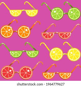 seamless vector pattern. summer fruit glasses pattern