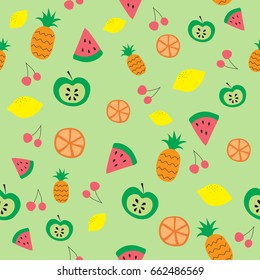 Seamless vector pattern with summer fruits 