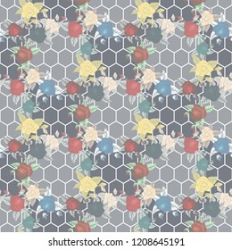 Seamless Vector Pattern of Summery Tropical flowers and leaves ideal for creating wallpapers, fabric patterns, clothing prints, labels, crafts and other projects