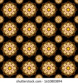 Seamless vector pattern of sunflower vector on black background