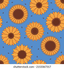 Nahtlose Vektorgrafik mit Sonnenblume mit Samen