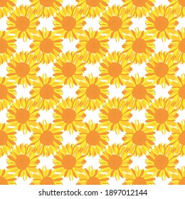 Seamless vector pattern with sunflowers. 