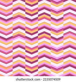 Nahtlose Vektorgrafik, super bunt und fröhlich Chevron, rosa, gelb und orange. Replizierbar, gefliest. Trendy Druck, stapelbar und schön. Jung, süß und lebhaft. Hintergrund, Hintergrunddesign.