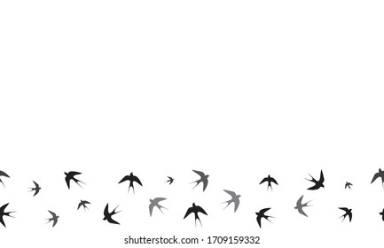 Seamless vector pattern. Swallows. Located below. Vector graphics.