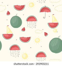 Seamless vector pattern with sweet melon on it