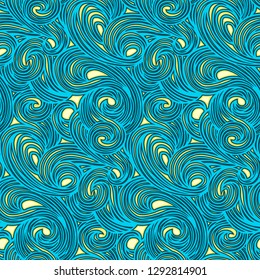 Seamless vector pattern. Swirling swirl pattern in the style of  Van Gogh post-impressionism. Design wallpaper, fabrics, postal packaging.