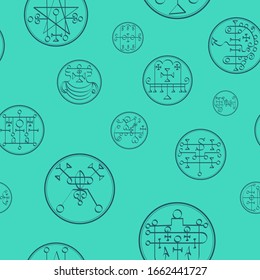 Seamless vector pattern with symbols of demons