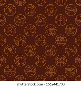 Seamless vector pattern with symbols of demons