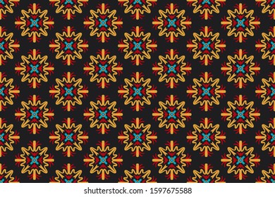Seamless vector pattern with symmetric abstract ornament. Background in a free style with simple elements for design, print on paper and textiles. Texture with ethnic motifs.