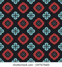 Seamless vector pattern with symmetric abstract ornament. Background in a free style with simple elements for design, print on paper and textiles. Texture with ethnic motifs.