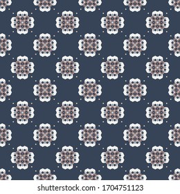Seamless vector pattern with symmetric ornament. Background with ethnic oriental motifs. Universal abstract print for textiles.