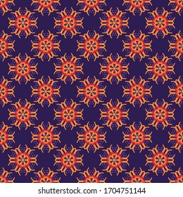 Seamless vector pattern with symmetric ornament. Background with ethnic oriental motifs. Universal abstract print for textiles.