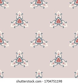 Seamless vector pattern with symmetric ornament. Background with ethnic oriental motifs. Universal abstract print for textiles.