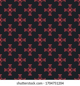 Seamless vector pattern with symmetric ornament. Background with ethnic oriental motifs. Universal abstract print for textiles.