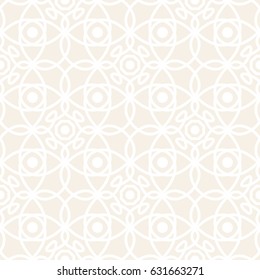 Seamless vector pattern with symmetric ornament. Abstract subtle geometric rounded lines background in pastel color. 